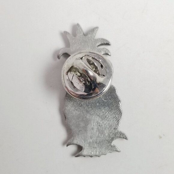 Vintage Pineapple Pin, Silver Tone Fruit Shaped Brooch, Retro Unisex Estate - Picture 4 of 6